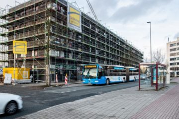 Bildunterschrift: Fahrplanwechsel im April: Die Linie 17 wird im Zentrum Nord künftig auch an den Wochenenden fahren, um das dortige Wohngebiet anzubinden. (Foto: Stadtwerke Münster)