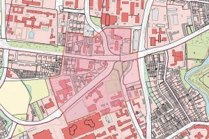 Im Falle einer Entschärfung müsste der rot markierte Bereich evakuiert werden. (Grafik: Stadt Münster)