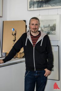 Jörg Hartmann lud am Samstag in seine neue Galerie. (Foto: cb)