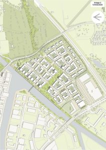 Der städtebaulicher Vorentwurf. (Grafik: Stadt Münster)