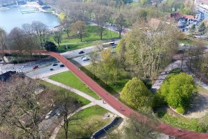 So soll die Radverkehrsbrücke „Flyover“ über die Weseler Straße führen. (Foto: Stadt Münster)