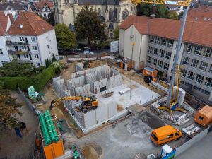 Ein Blick auf die Baustelle der Kreuzschule. (Foto: Stadt Münster)