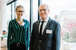 Eske Hilbrands und Prof. Dr. Helmut Grüning referierten auf der Tagung der DAW zum Starkregenereignis vor fünf Jahren in Münster. (Foto: FH Münster/ Maxi Krähling) 