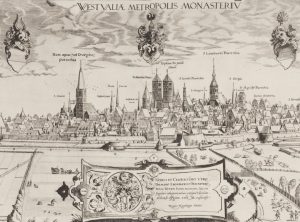 Auschnitt aus dem Kupferstich von Hogenberg mit der Ansicht der Stadt Münster von 1570, den das Stadtmuseum erst im nächsten Jahr im Original zeigen wird. (Foto: Stadt Münster, Stadtmuseum)