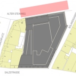 Der markierte Bereich am Alten Steinweg wird komplett gesperrt. (Grafik: Köster)