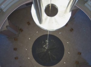 Der Blick der Webcam auf das Pendel in der Dominikanerkirche. (Foto: Stadt Münster, Amt für Kommunikation)