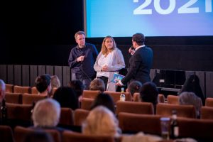 (v.l.:) Carsten Happe, Risna Olthuis und Gian-Philip Andreas stellten das Programm des Filmfestival Münster vor. (Foto: Marvin Waschke)