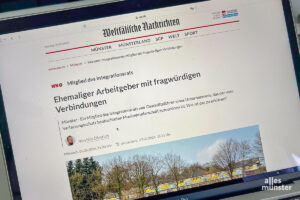 Der betreffende Artikel der Westfälischen Nachrichten vom 6. März hinter einer Paywall. (Foto: Thomas Hölscher)