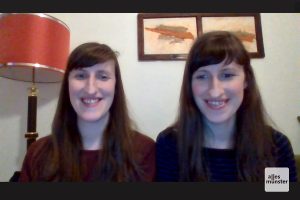 Das Interview mit den beiden Schauspielerinnen fand per Videoschalte statt. (Screenshot: ALLES MÜNSTER)