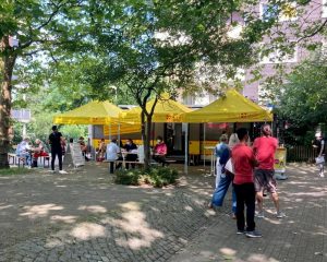 Auch in Kinderhaus machte das Team des Impfzentrums erfolgreich Station – gleich 94 Impfungen konnten vor Ort im ASB-Bus durchgeführt werden. (Foto: Amt für Kommunikation, Stadt Münster)