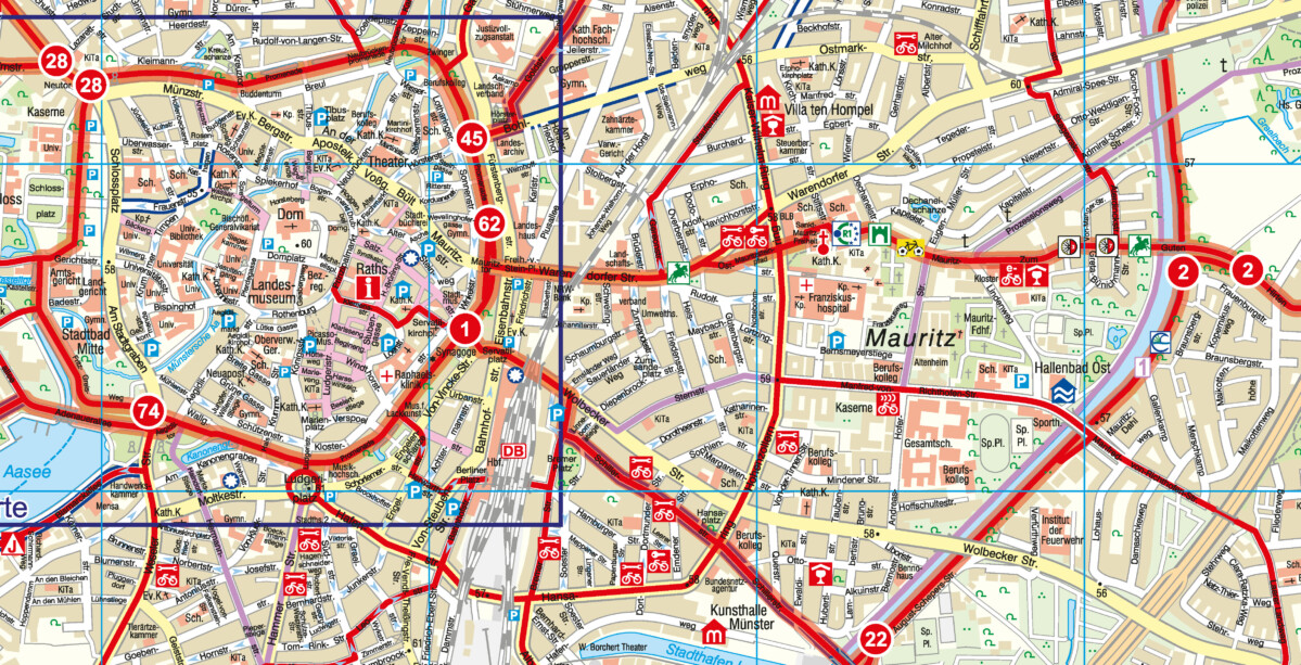 Ein Kartenausschnitt aus dem aktuellen Fahrradstadtplan des Vermessungs- und Katasteramtes. (Foto: Stadt Münster)