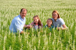 Familie Voss im Lupinenfeld. (Foto: Luise Richard)