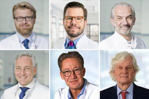 Die Gesprächspartner der MAgKs (oben v.l.): Priv.-Doz. Dr. Rüdiger Liersch, Priv.-Doz. Dr. Jan Kriz und Prof. Dr. Peter Feindt. (unten v.l.): Prof. Dr. Dr. Matthias Hoffmann, Priv.-Doz. Dr. Dr. Jan Dirk Raguse und Priv.-Doz. Dr. Hans-Joachim Schulze. (Fotos: PM)