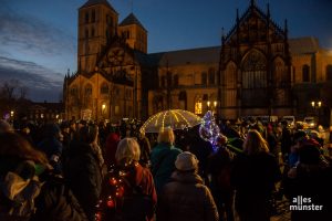 Die Impfskeptiker und Gegner der Coronamaßnahmen auf dem Domplatz. (Foto: Thomas Hölscher)