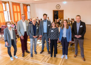 Sie tauschten sich mit Fachleuten über den aktuellen Stand der Pflegeausbildung aus: Karin Stritzke, Dr. Norbert Schulze Kalthoff, Roland Weigel, Sebastian Rott, Verena Schulte-Sienbeck, Cornelia Wilkens und Simon Pietschmann (v.l.). (Foto: Stadt Münster, Heiner Witte)