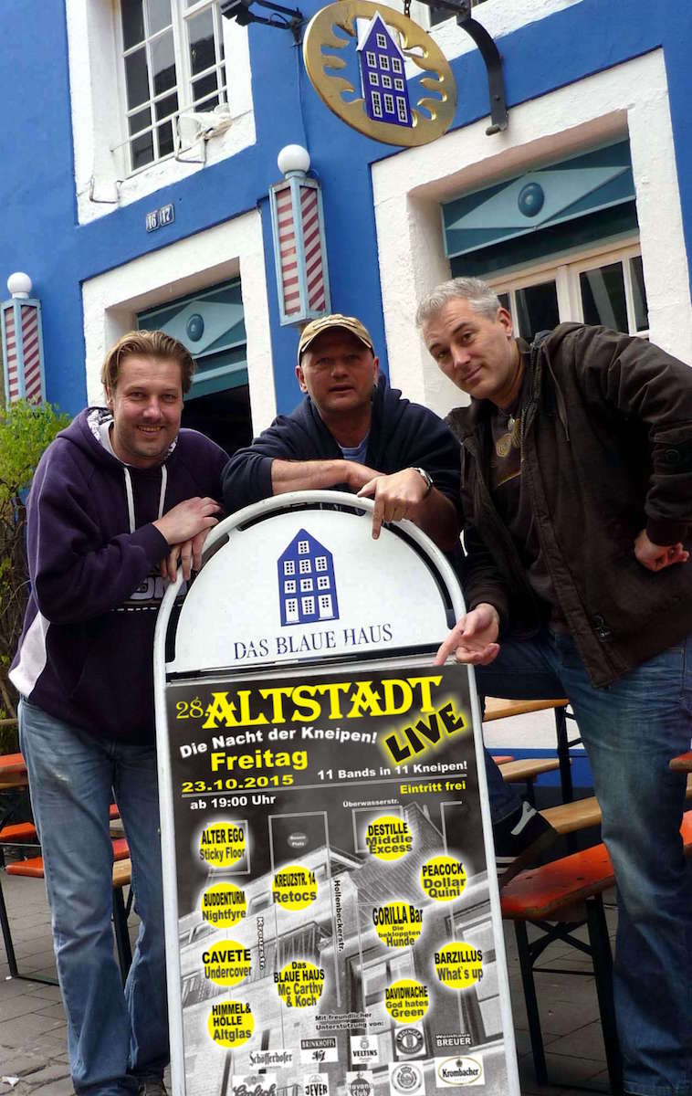 (v.l.:) Bernd Redeker (Gorilla Bar) Peter Goettker (Blaues Haus) Reiner Schlag( Gorilla Bar). (Foto: Promo)