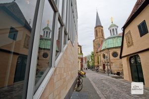 Der „Telgter Dreiklang“ aus Religio, Gnadenkapelle und Clemenskirche. (Foto: Michael Bührke)