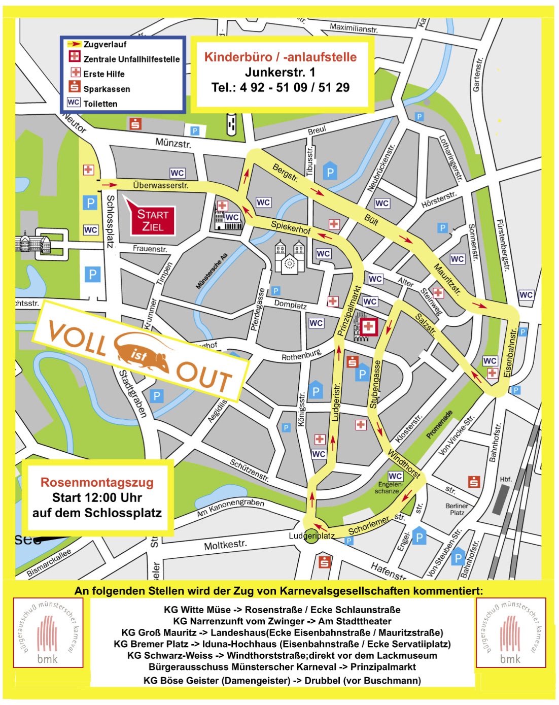 Verlauf des Rosenmontagszug 2016. (Grafik: BMK)