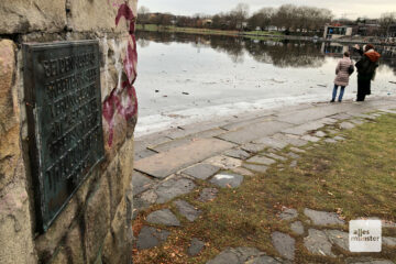 Die Tafel am Aasee. (Foto: Bührke)