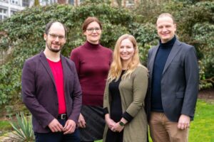 Das Team der Sektion Transitionspsychiatrie um seinen Leiter, Prof. Udo Dannlowski (re.). (Foto: UKM / Wibberg)