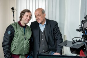 Wilsberg-Dreh in Münster: Hauptdarsteller Leonard Lansink (re.) steht wieder mit Oliver Korittke gemeinsam vor der Kamera. (Foto: cf)