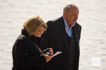 Während der Drehpause am Aasee (Foto: Michael Bührke)