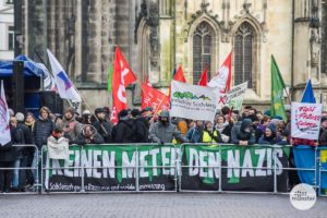 Das Bündnis „Keinen Meter den Nazis“ hatte heute zur Demonstration auf dem Prinzipalmarkt gegen den Kreisparteitag der AfD aufgerufen. (Foto: Thomas Hölscher)