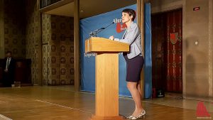Frauke Petry, die Parteivorsitzende der AfD wird wohl doch in der Aula des Stein-Gymnasiums sprechen könne. (Foto: so)
