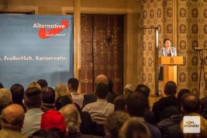 2017 durfte ALLES MÜNSTER noch am Neujahrsempfang der AfD in Münsters Rathaus teilnehmen, zu dem die ehemalige Parteisprecherin Frauke Petry als Ehrengast geladen war. (Archivbild: Thomas Hölscher)