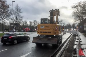 An der Grevener Straße entsteht in Höhe Kanalstraße eine neue Verkehrsinsel. (Foto: th) 