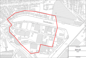 Am 20. März wird der gekennzeichnete Bereich evakuiert. (Grafik: Stadt Münster / Presseamt)