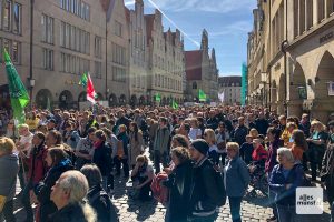 Nach gut 90 Minuten trafen die Demonstranten wieder zur Abschlusskundgebung am Prinzipalmarkt ein. (Foto: Susanne Wonnay)