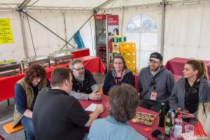 Sonntägliche Pressekonferenz auf dem Hafenfest Münster. (Foto: th)