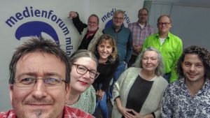 Das Team vom medienforum münster e.V. freut sich über 30 Jahre Bürgerfunk in Münster. (Foto: Detlef Lorber)