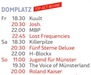 Zeitplan für die Domplatz-Konzerte.