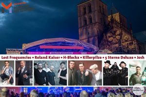 Die Top-Acts bei Münster Mittendrin auf dem Domplatz. (Bildmontage: Thomas Hölscher, Fotos (v.l.): Luisa Grötsch / Stephan Günther / Markus Hauschild / Simon Lohmeyer / David Koenigsmann / Carina Antl)