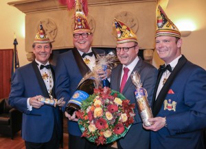 (v.l.:) Adjutant Thomas Straßburg, Prinz Bernard I., Oberbürgermeister Markus Lewe und Adjutant Jan Homann. (Foto: Eve Homann)