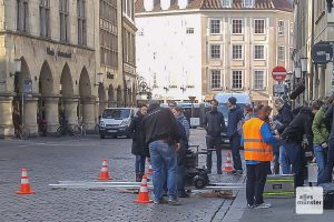 Dreharbeiten für den neuen Münster-Tatort auf dem Prinzipalmarkt. (Foto: Michael Bührke)