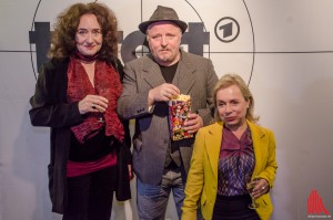 Premierengäste in Münster: (v.l.) Mechthild Großmann, Axel Prahl und Christine Urspruch. (Foto: th)