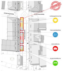 So soll die neue Windthorststraße in der Testphase aussehen. (Grafik: ISG)